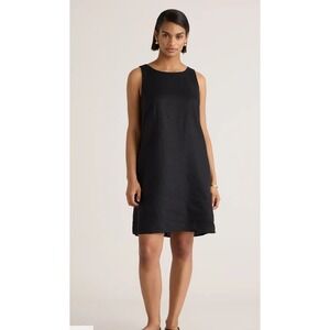 Quince Black Linen Sleeveless Mini Dress with Pockets Size Medium‎